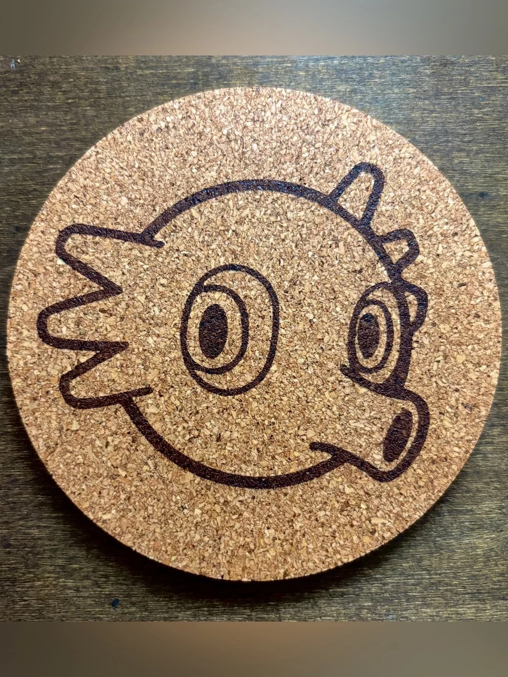 Pokemon Horsea Face Laser Engraved Cork Coaster